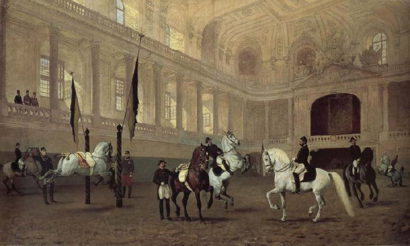 Julius von Blaas Morning working in the winter riding school France oil painting art